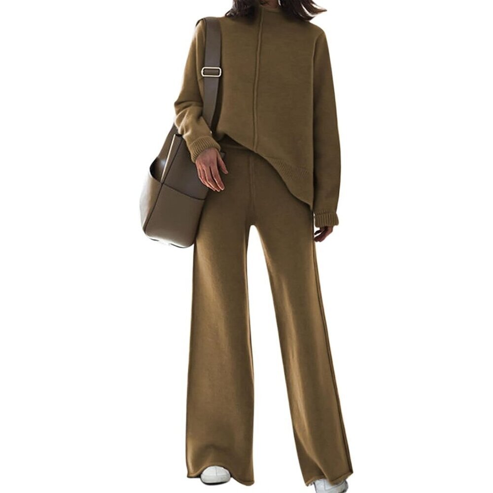 Women's 2 Piece Knit Sweater Lounge Set Wide Leg Pants Fall Winter